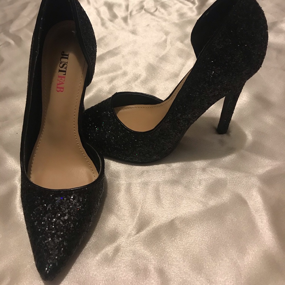 Black sparkly heels